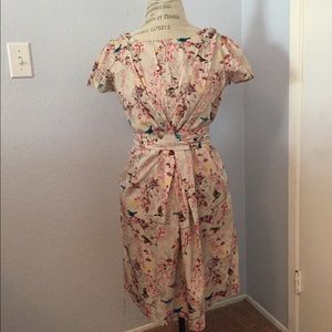Yumi Floral and Bird Print Dress